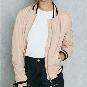 Nude Lightweight Zip Detail Bomber Jacket